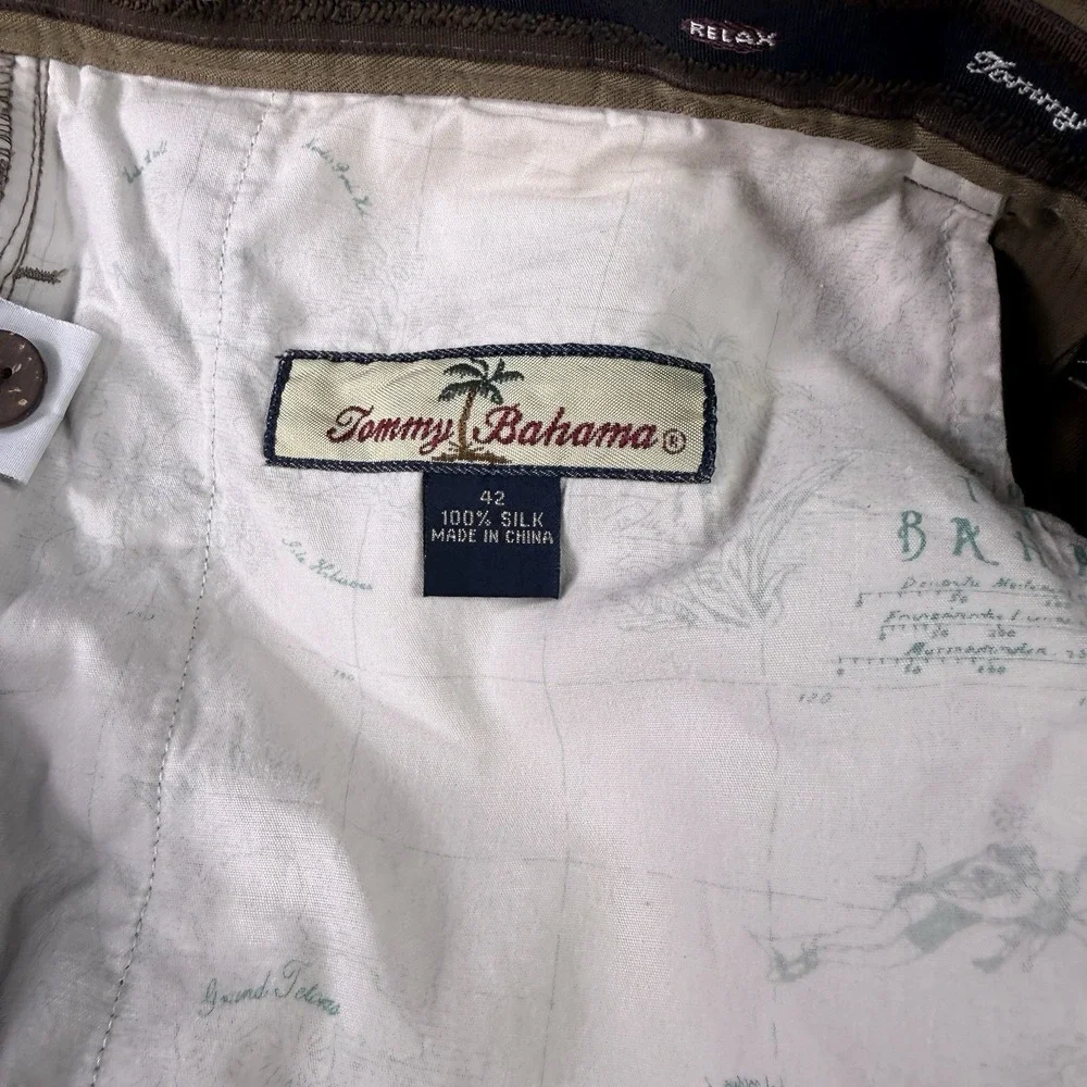 Tommy Bahama Shorts Mens 42 Brown Island Zone Relax‎ Silk Chino Resort Pleated